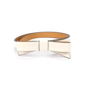 Women's .75 Inch Bow Belt, Parchment/gold, M🌹